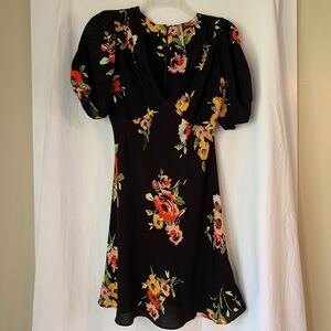 Free People black 'Neon Garden Floral Mini Dress'